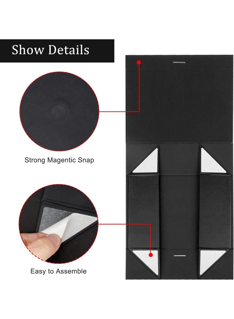 Large Black Magnetic Folding Gift Box with Ribbon & Lid, 31.5cm x 26cm x 9cm Present Box for Festival, Birthday, Anniversary - Image 4